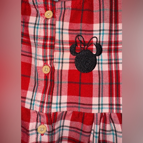 Primark Disney Minnie Mouse Long Sleeve Holiday Red Plaid Tiered Dress Size 3-4 - Picture 2 of 6